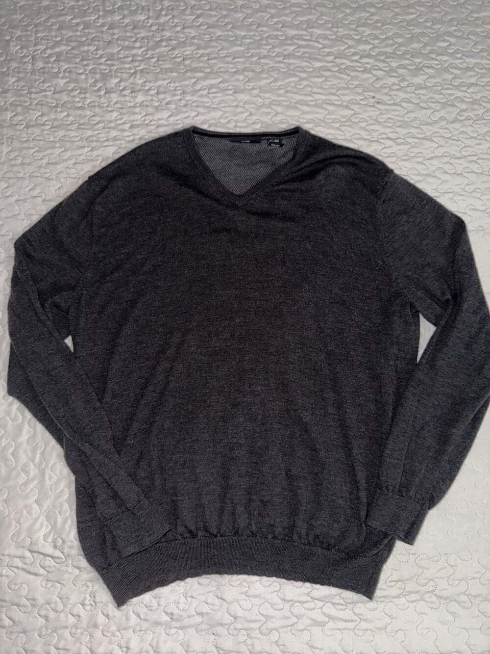 Calvin Klein V-Neck Sweater XL Grey Extra Fine Merino